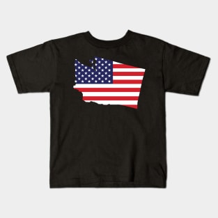 Washington State Shaped Flag Background Kids T-Shirt